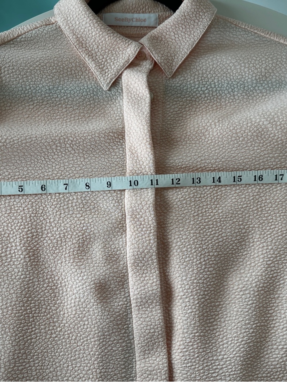 See by chloe Textured Peach Button-Up Blouse sz 40 - Picture 8 of 12